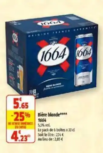 Coccinelle Supermarché Biere blonde 1664 offre