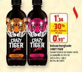 Coccinelle Supermarché Boisson énergisante CRAZY TIGER offre