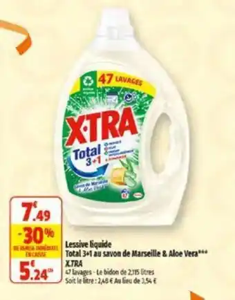 Coccinelle Supermarché Lessive liquide Total 3+1 au savon de Marseille & Aloe Vera*** XTRA offre