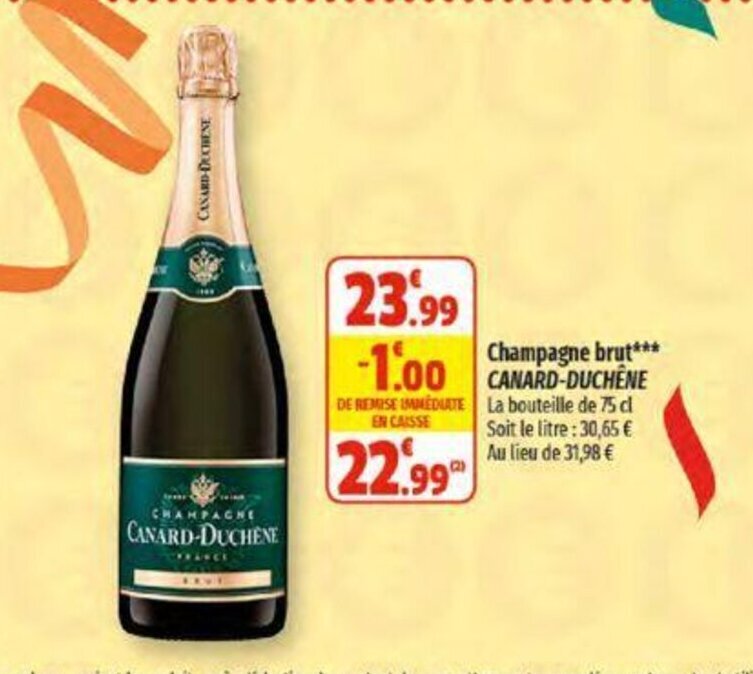 Promo Champagne brut*** CANARDDUCHÊNE chez Coccinelle Supermarché