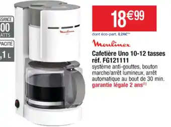 Cora x Carrefour Cafetière uno 10-12 tasses offre