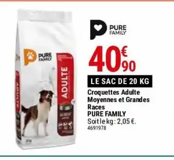 Gamm vert Croquettes adulte moyennes et grandes races pure family offre