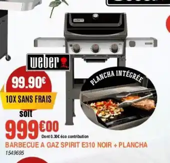 Jardiland Barbecue a gaz spirit e310 noir + plancha offre