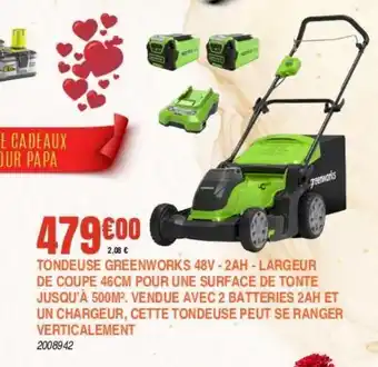 Jardiland Tondeuse greenworks 48v offre
