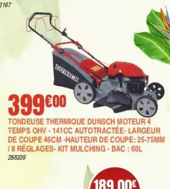 Tondeuse thermique dunsch moteur 4 temps ohv