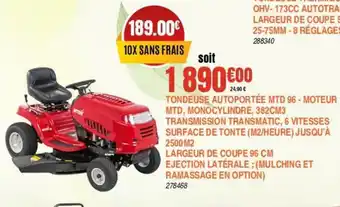 Jardiland Tondeuse autoportee mtd 96 offre