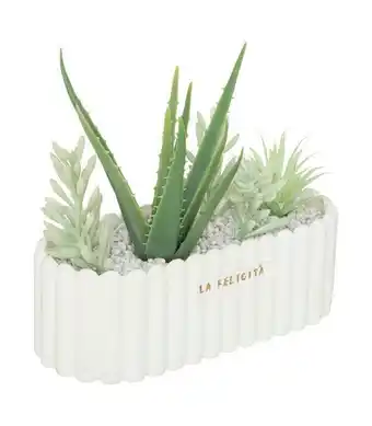 Atmosphera - plantes artificielles dans une jardinière en céramique l 35 x h 15 cm