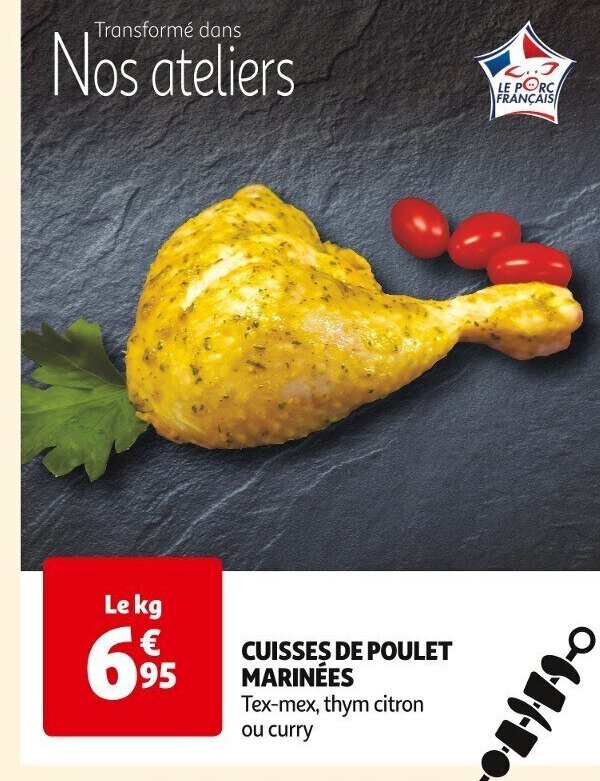 Auchan CUISSES DE POULET MARINÉES offre