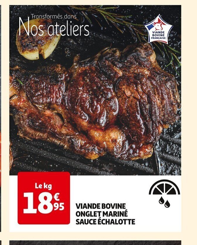 Promo VIANDE BOVINE ONGLET MARINÉ SAUCE ÉCHALOTTE chez Auchan