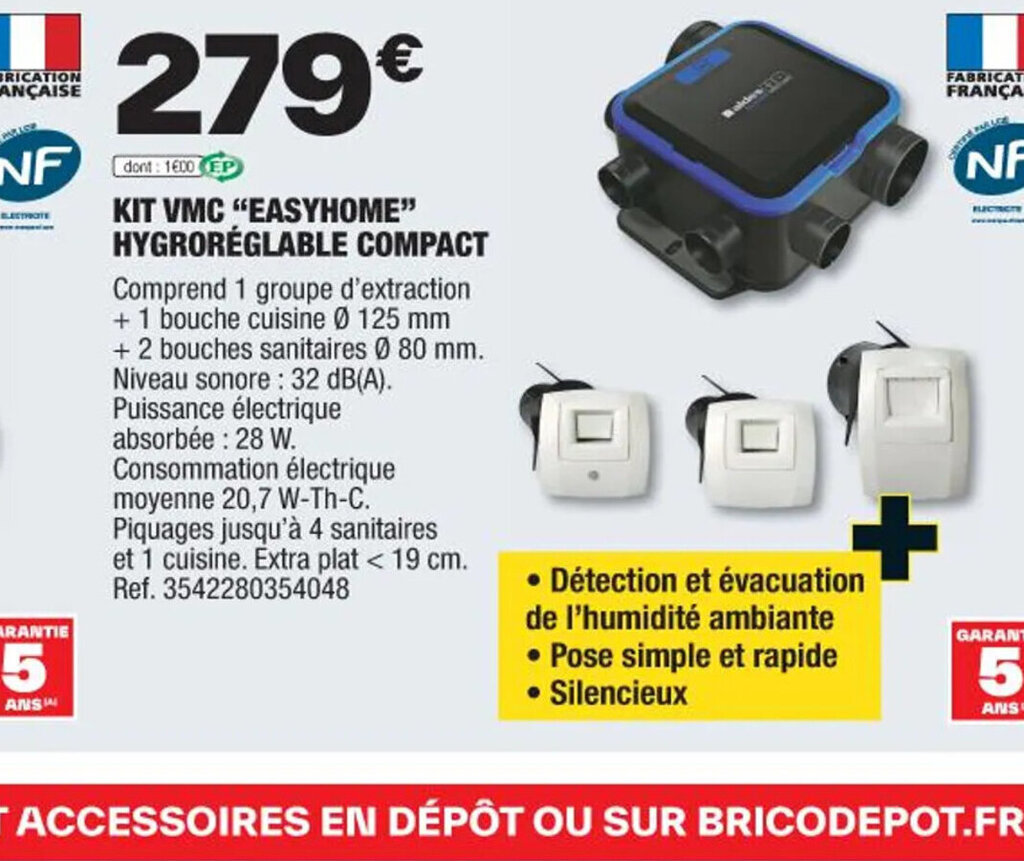 Promo KIT VMG “EASYHOME” HYGRORÉGLABLE COMPACT chez Brico Dépôt