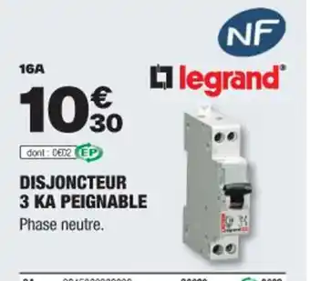 DISJONCTEUR 3 KA PEIGNABLE Phase neutre.