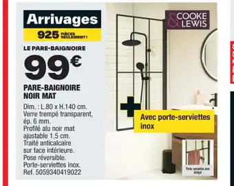 Brico Dépôt PARE-BAIGNOIRE NOIR MAT offre