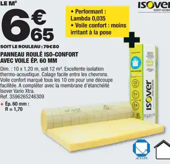 Brico Dépôt PANNEAU ROULÉ ISO-CONFORT AVEC VOILE ÉP. 60 MM offre