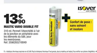 Brico Dépôt MASTIC VARIO DOUBLE FIT 310 ml. Permet l'étanchéité à l'air offre