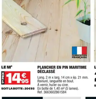 PLANCHER EN PIN MARITIME DÉCLASSÉ