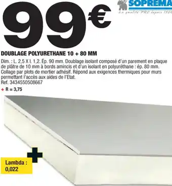 Brico Dépôt DOUBLAGE POLYURETHANE 10 + 80 MM offre