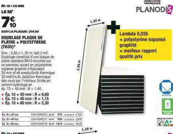 Brico Dépôt DOUBLAGE PLAQUE DE PLÂTRE + POLYSTYRENE (TH35)* offre