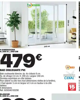 Brico Dépôt BAIE COULISSANTE PVC offre