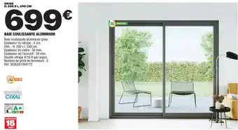 Brico Dépôt BAIE COULISSANTE ALUMINIUM offre