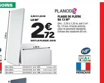 Brico Dépôt PLAQUE DE PLÂTRE BA 13 NF* offre