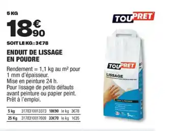 Brico Dépôt ENDUIT DE LISSAGE EN POUDRE offre