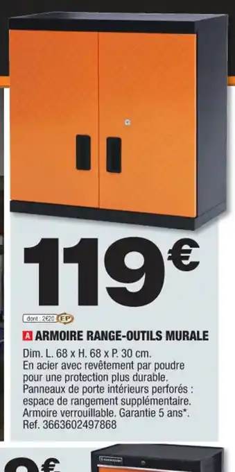 Brico Dépôt A ARMOIRE RANGE-OUTILS MURALE Dim. L. 68 x H. 68 x P. 30 cm. offre