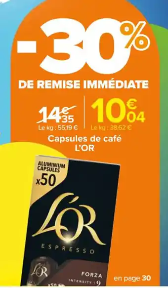 Carrefour Market Capsules de café L'OR offre