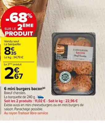 Carrefour Market 6 mini burgers bacon (P) offre