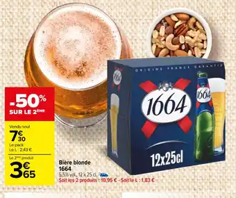 Carrefour Market Bière blonde 1664 offre