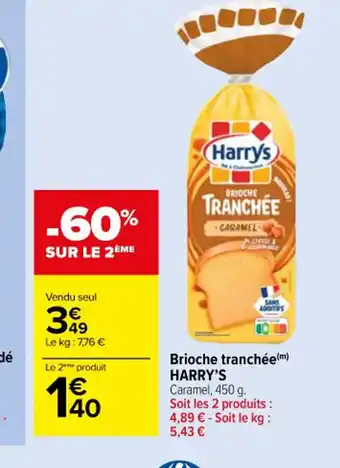 Carrefour Market Brioche tranchée(m) HARRY'S Caramel, 450 g. offre