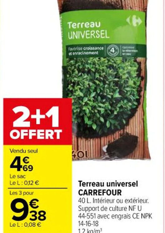Carrefour Market Terreau universel CARREFOUR offre