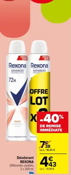 Carrefour Market Déodorant REXONA offre
