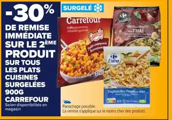 Carrefour SUR TOUS LES PLATS CUISINES SURGELÉES 900G CARREFOUR Selon disponibilités en magasin offre
