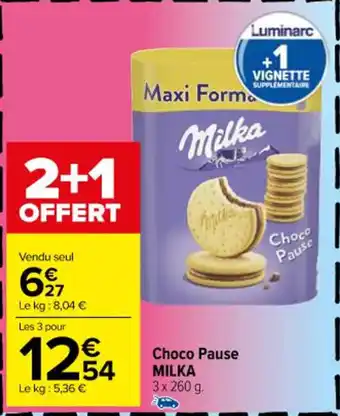 Carrefour Choco Pause MILKA 3 x 260 g. offre