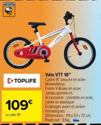 Carrefour Vélo VTT 16" offre