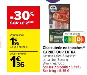 Carrefour Charcuterie en tranches(n) CARREFOUR EXTRA offre