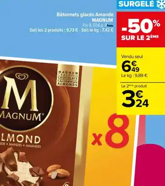 Carrefour Bâtonnets glacés Amande MAGNUM offre