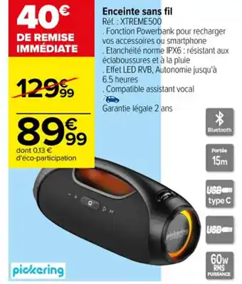 Carrefour Enceinte sans fil Réf. : XTREME500 offre