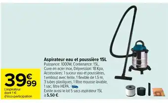 Aspirateur eau et poussière 15L
