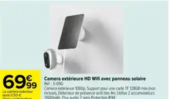 Carrefour Camera extérieure HD Wifi avec panneau solaire offre