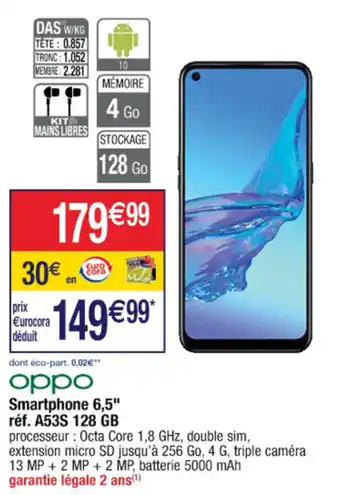 Cora x Carrefour Smartphone 6,5 réf. A53S 128 GB offre