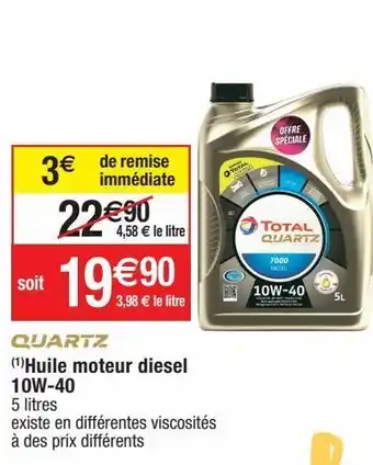Cora x Carrefour Huile moteur total offre