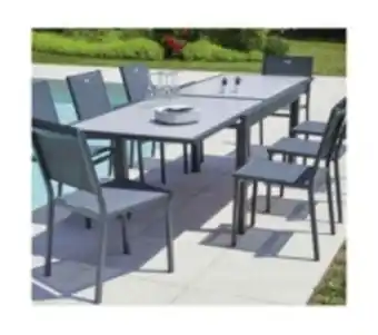 E.Leclerc Brico Honfleur verre - ensemble table et chaises de jardin - 8 places - gris anthracite offre