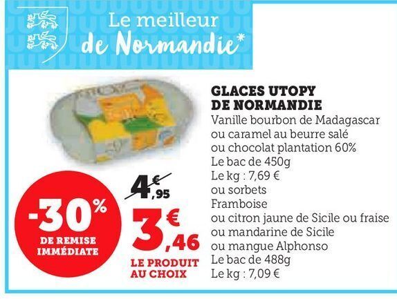 Super U Glaces utopy de normandie offre