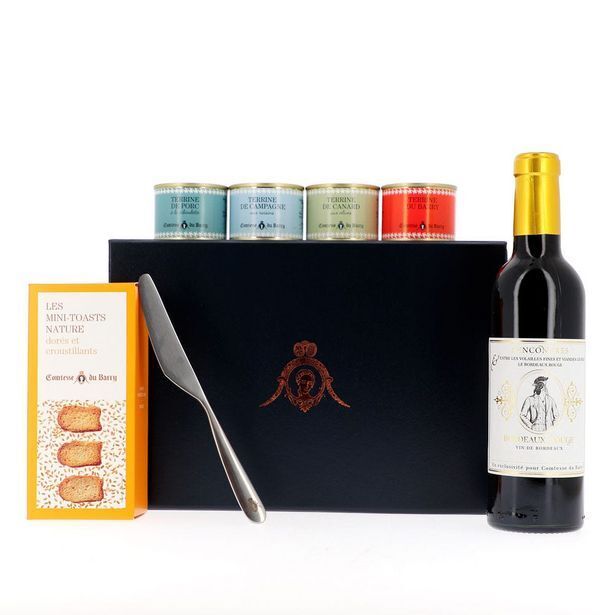 Promo Coffret terrines, vin, tartineur chez Comtesse du Barry
