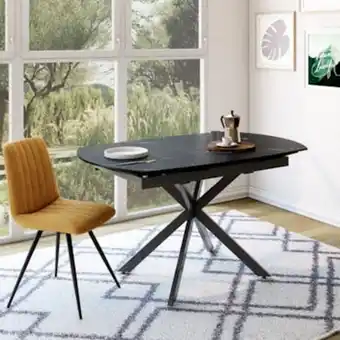 Pier Import Table extensible céramique marbrée noire pied mikado 140-200 cm ottawa offre