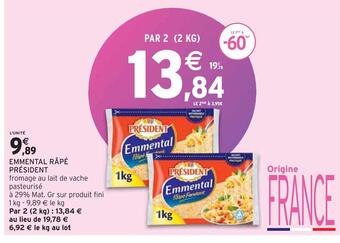 Intermarché Président emmental râpé offre