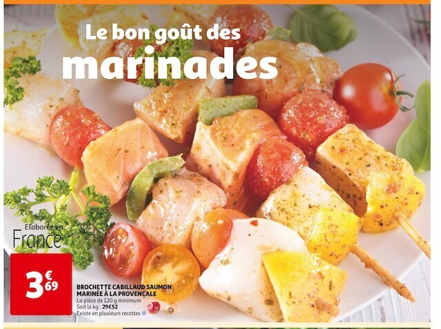 Auchan Brochette cabillaud saumon marinée à la provençale offre