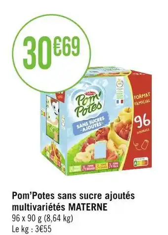 Materne pom’potes sans sucre ajoutés multivariétés