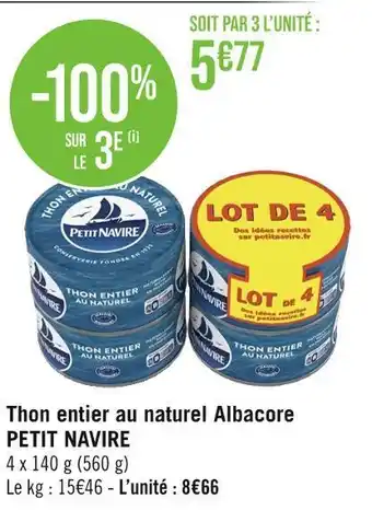 Petit navire thon entier au naturel albacore
